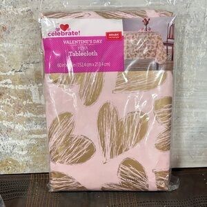 Celebrate Valentine's Day Pink and Gold Tablecloth